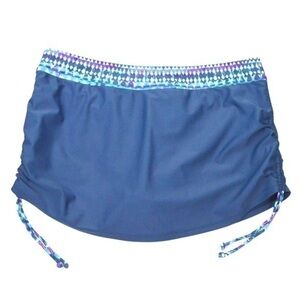 Free Country Adjustable Side Scrunch Swim Skirt, French Blue Color Large (12-14)